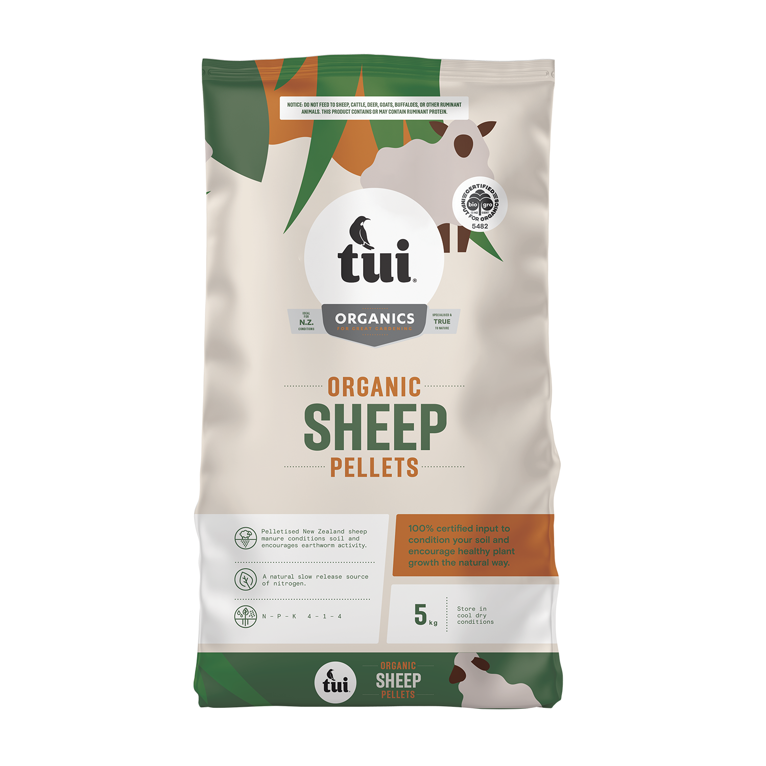 Tui Organic Sheep Pellets - BioGro Certified 